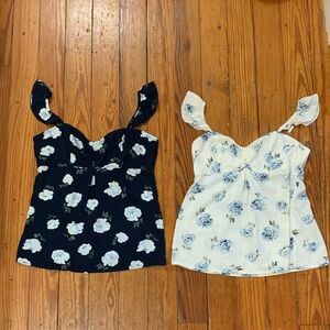 Abercrombie Floral Print Ruffle Strap Camis